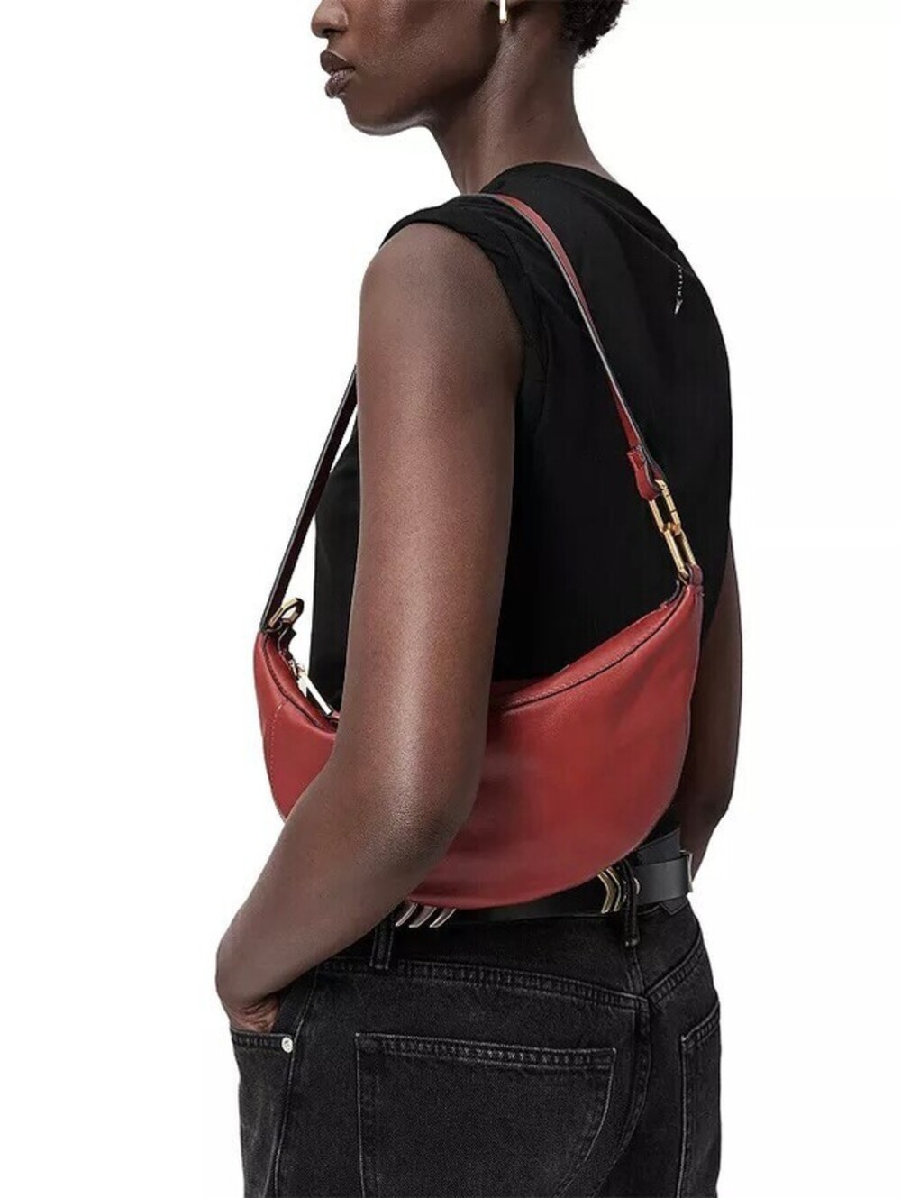 AllSaints Micro Luna Shoulder Bag Pyrrole Red